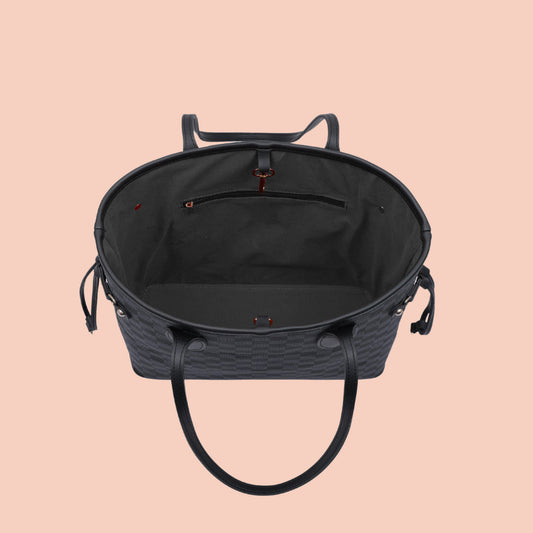 JESSI STREET - CHECKERED DUO TOTE - 04 - Black