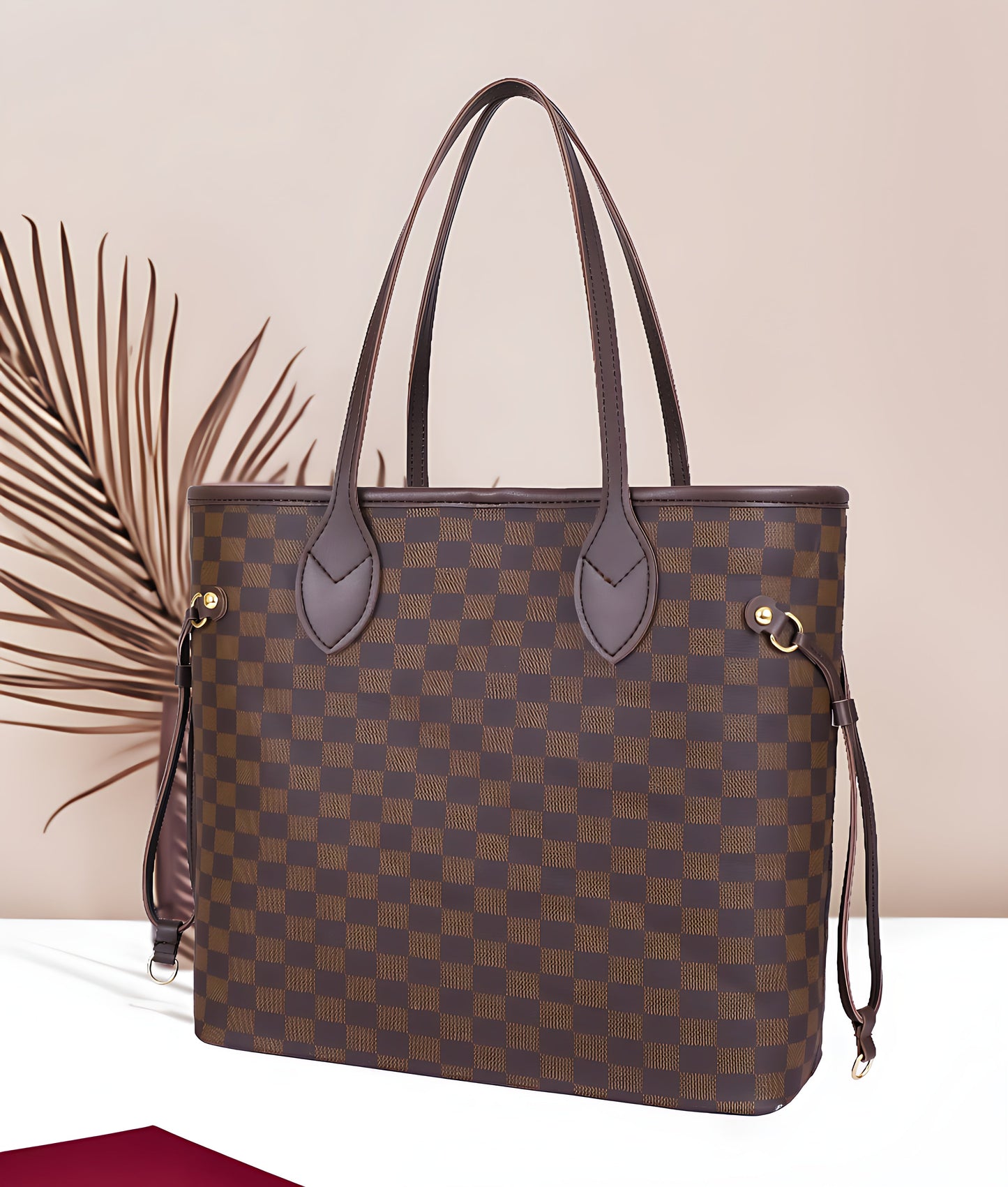 JESSI STREET - CHECKERED DUO TOTE - 04 - Brown