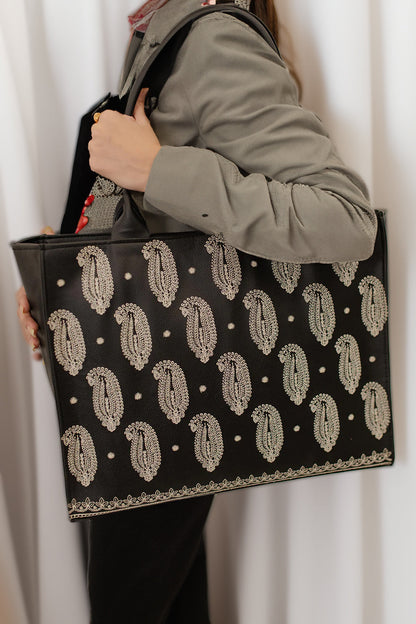 JESSI STREET - EMBRIODERY TOTE - 03 - Black
