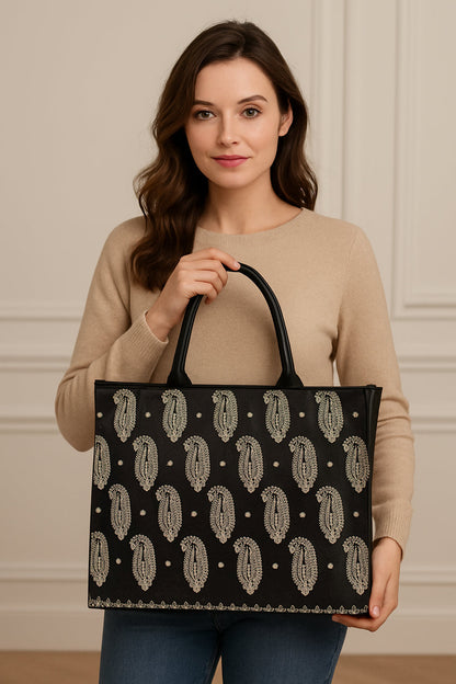 JESSI STREET - EMBRIODERY TOTE - 03 - Black