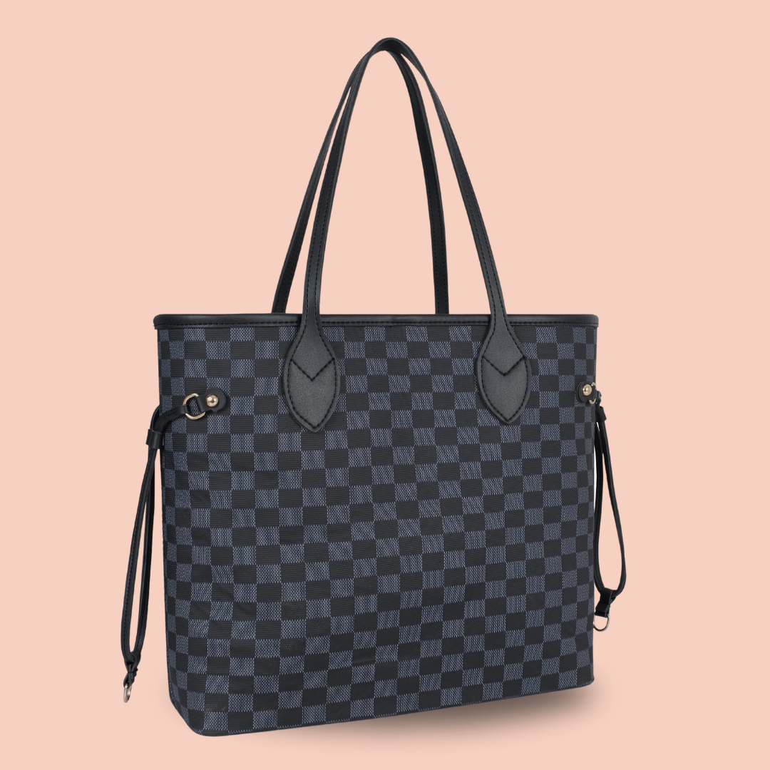 JESSI STREET - CHECKERED DUO TOTE - 04 - Black