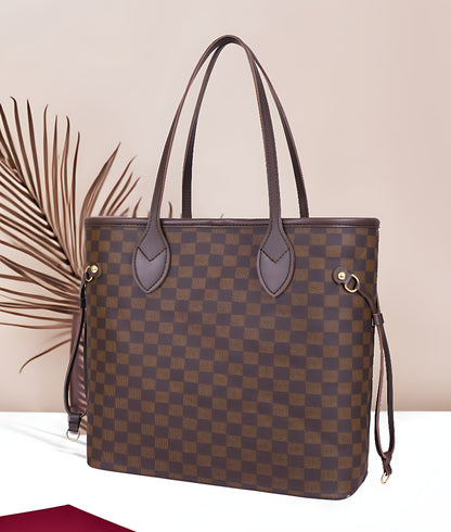 JESSI STREET - CHECKERED DUO TOTE - 04 - Brown